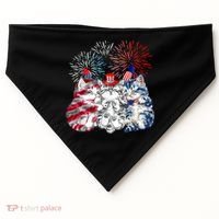 Funny Three Cat 4th Of July American Flag Patriotic Cat USA-Made Doggie Bandana thumb 0