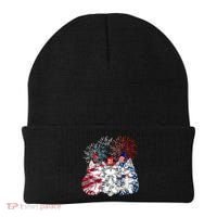 Funny Three Cat 4th Of July American Flag Patriotic Cat Beanie thumb 0