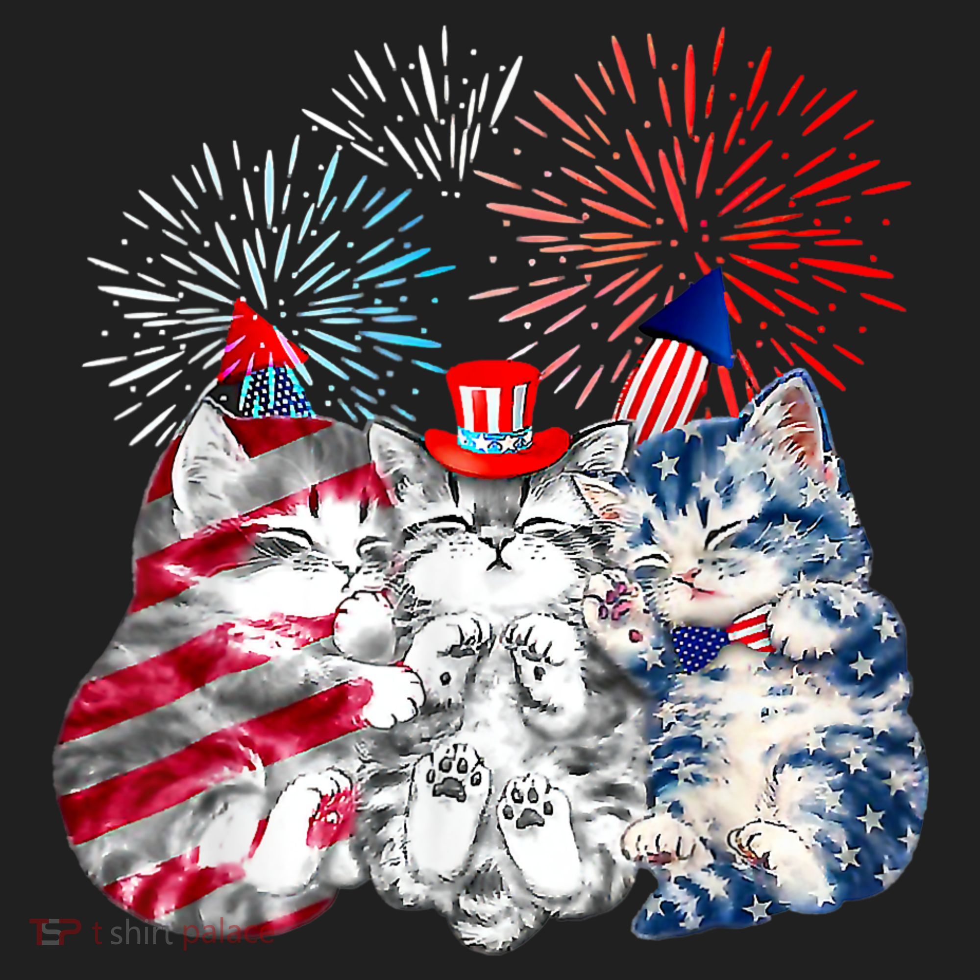 Funny Three Cat 4th Of July American Flag Patriotic Cat Beanie