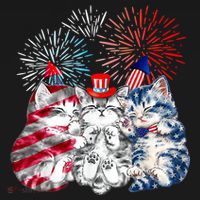 Funny Three Cat 4th Of July American Flag Patriotic Cat Ornament thumb 1