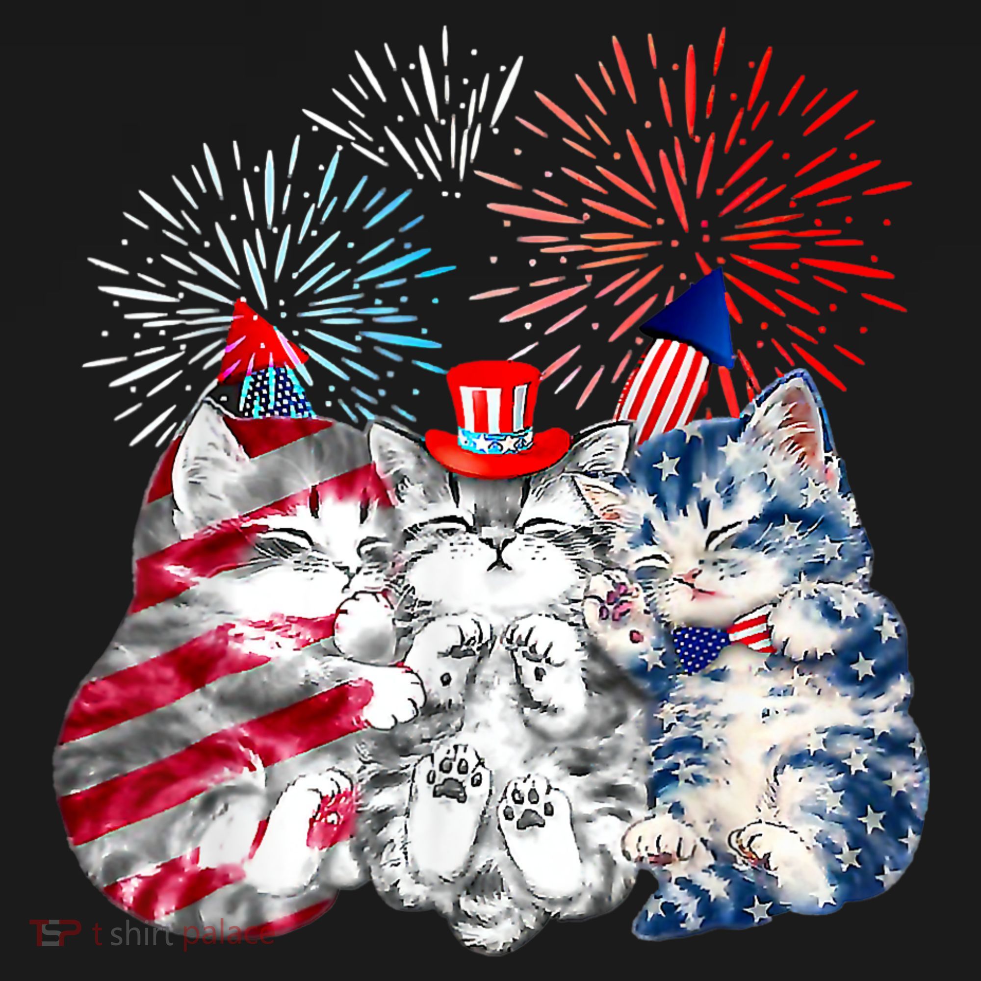 Funny Three Cat 4th Of July American Flag Patriotic Cat Ornament