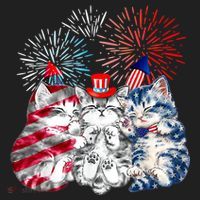 Funny Three Cat 4th Of July American Flag Patriotic Cat Hat thumb 2