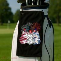 Funny Three Cat 4th Of July American Flag Patriotic Cat Golf Towel thumb 2