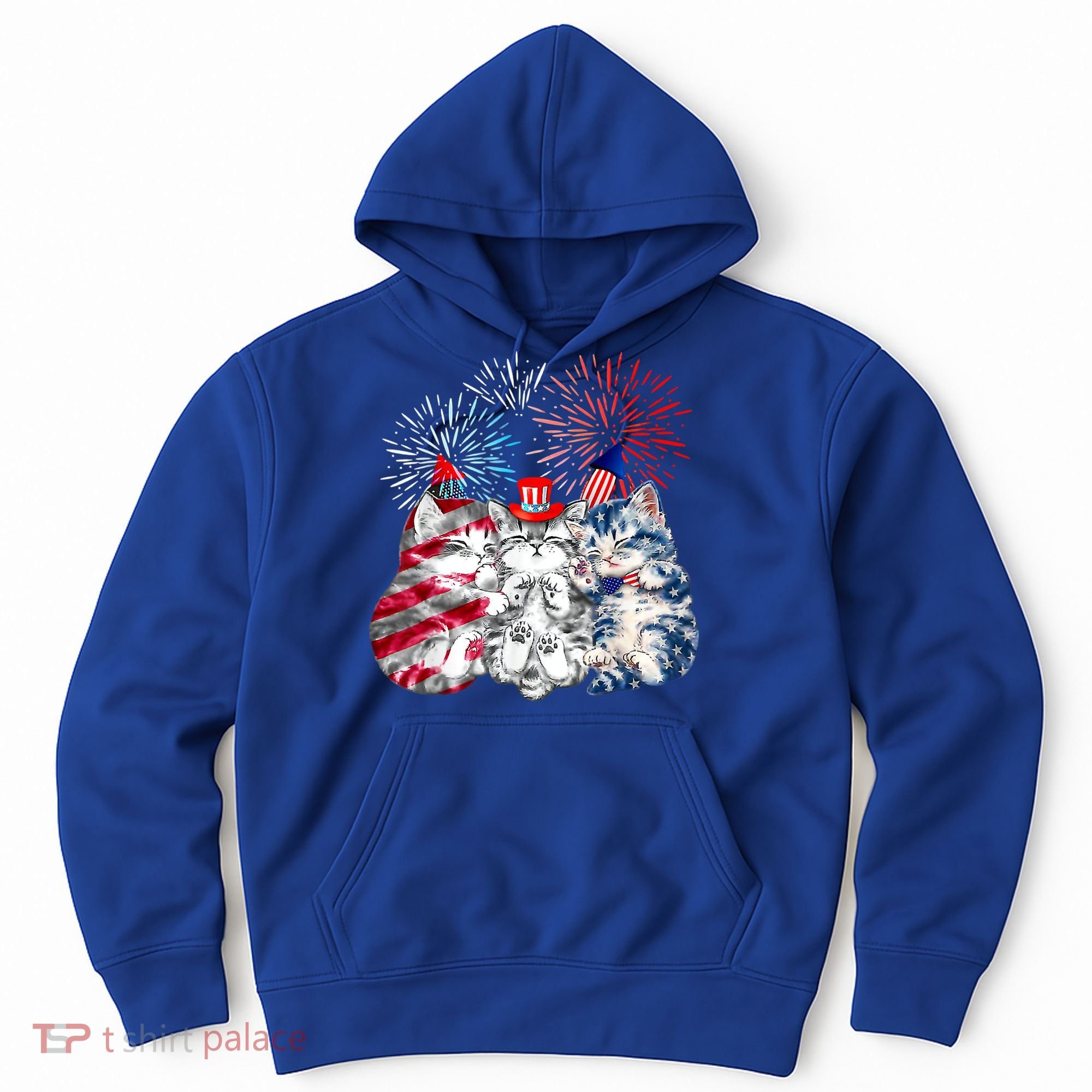 Funny Three Cat 4th Of July American Flag Patriotic Cat Hoodie