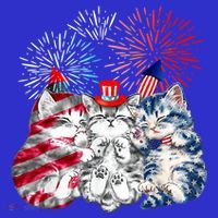 Funny Three Cat 4th Of July American Flag Patriotic Cat Hoodie thumb 2