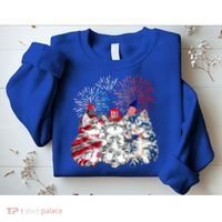 Funny Three Cat 4th Of July American Flag Patriotic Cat Sweatshirt thumb 2