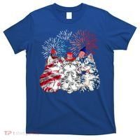 Funny Three Cat 4th Of July American Flag Patriotic Cat T-Shirt thumb 0