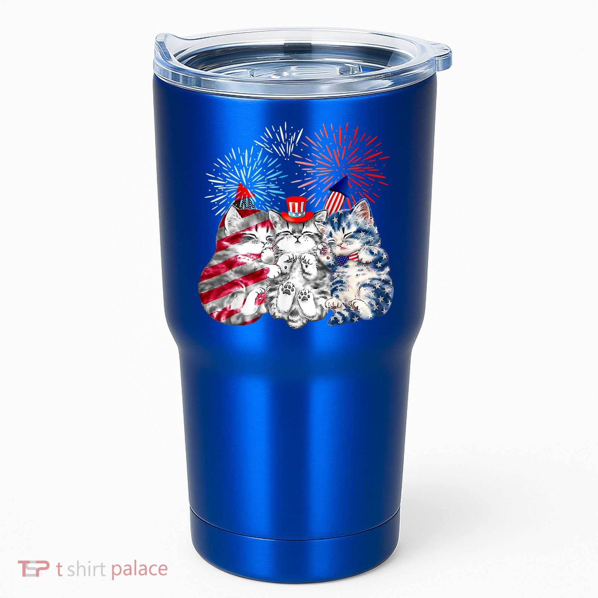 Funny Three Cat 4th Of July American Flag Patriotic Cat Tumbler