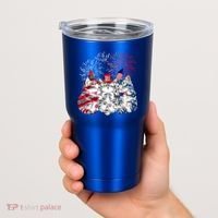 Funny Three Cat 4th Of July American Flag Patriotic Cat Tumbler thumb 2