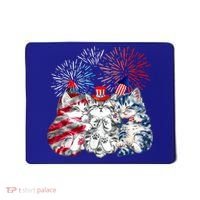 Funny Three Cat 4th Of July American Flag Patriotic Cat Mousepad thumb 0