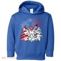 Funny Three Cat 4th Of July American Flag Patriotic Cat Toddler Hoodie thumb 0