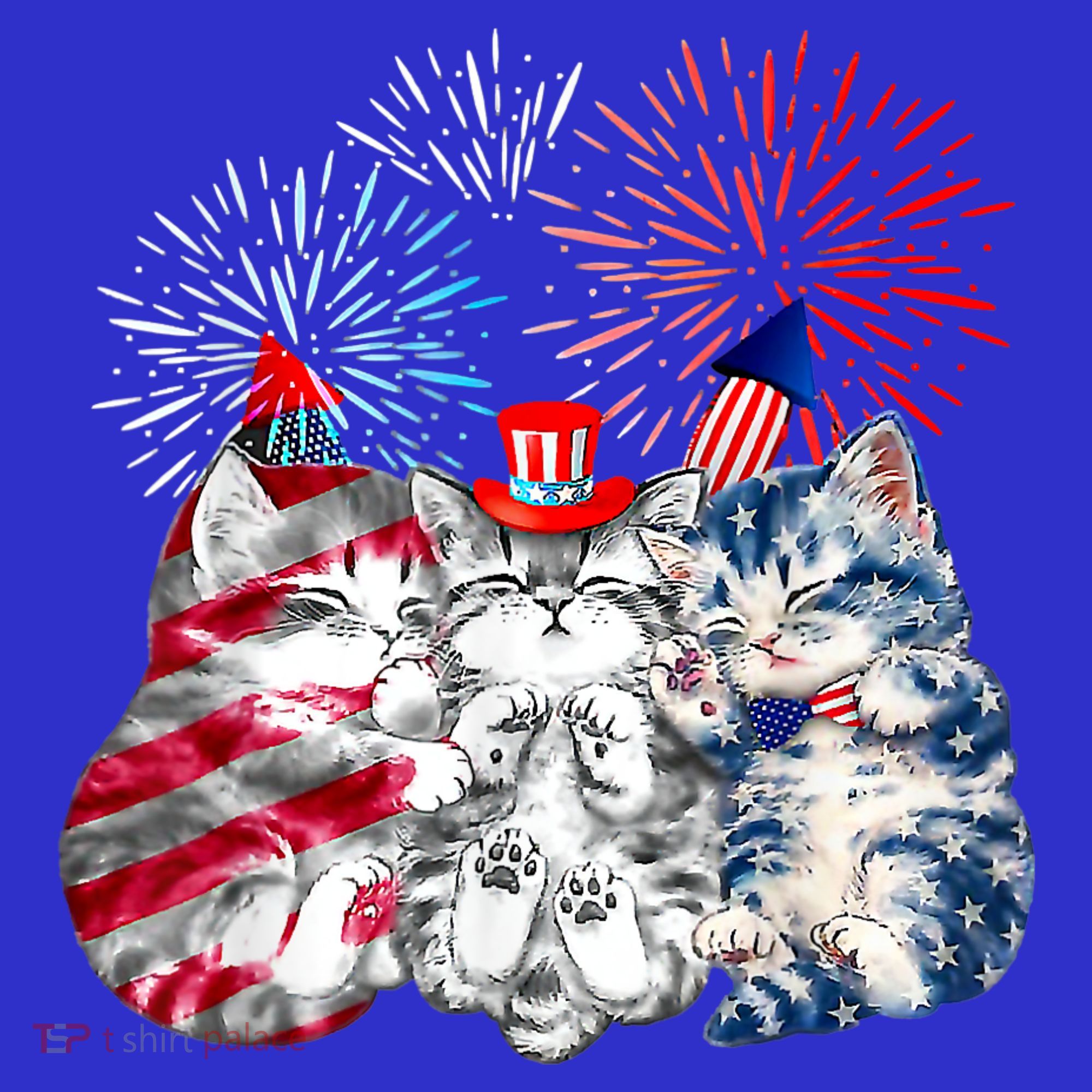 Funny Three Cat 4th Of July American Flag Patriotic Cat Toddler Hoodie
