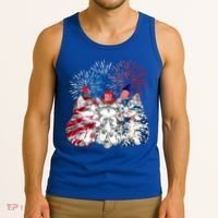 Funny Three Cat 4th Of July American Flag Patriotic Cat Tank Top thumb 3
