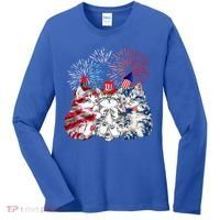 Funny Three Cat 4th Of July American Flag Patriotic Cat Women's Long Sleeve Shirt thumb 0