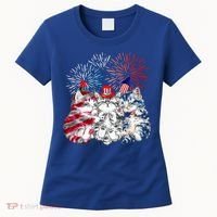 Funny Three Cat 4th Of July American Flag Patriotic Cat Women's T-Shirt thumb 0