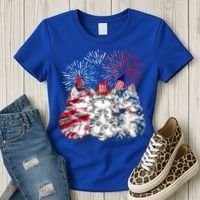 Funny Three Cat 4th Of July American Flag Patriotic Cat Women's T-Shirt thumb 3