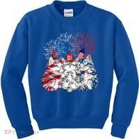 Funny Three Cat 4th Of July American Flag Patriotic Cat Kids Sweatshirt thumb 0