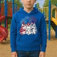 Funny Three Cat 4th Of July American Flag Patriotic Cat Kids Hoodie thumb 2