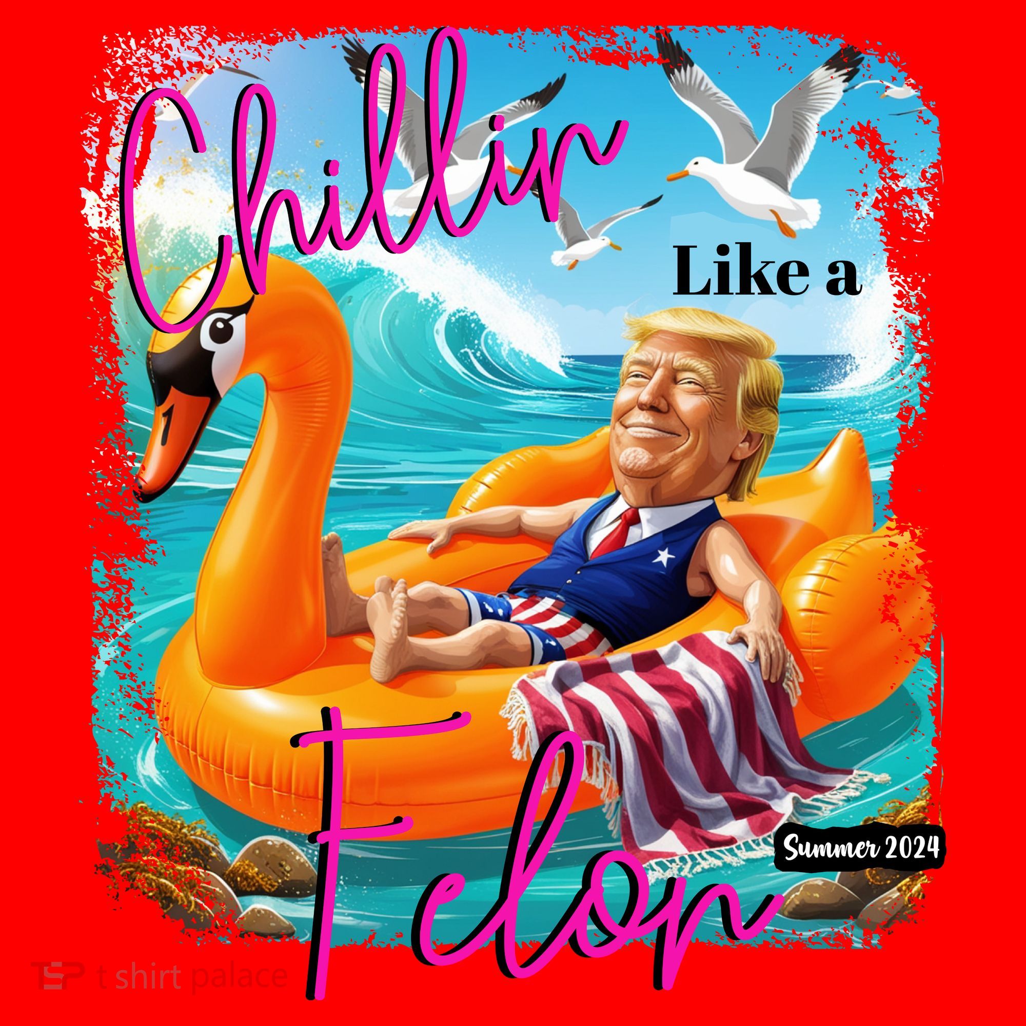 Funny Trump Chillin Like A Felon Santa Hat