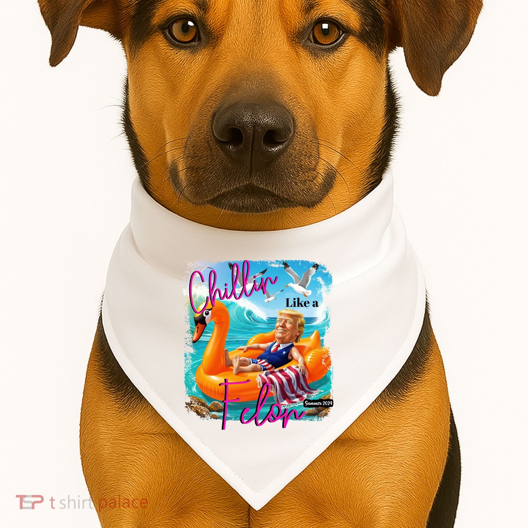 Funny Trump Chillin Like A Felon USA-Made Doggie Bandana