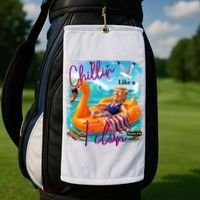Funny Trump Chillin Like A Felon Golf Towel thumb 2