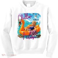 Funny Trump Chillin Like A Felon Kids Sweatshirt thumb 0