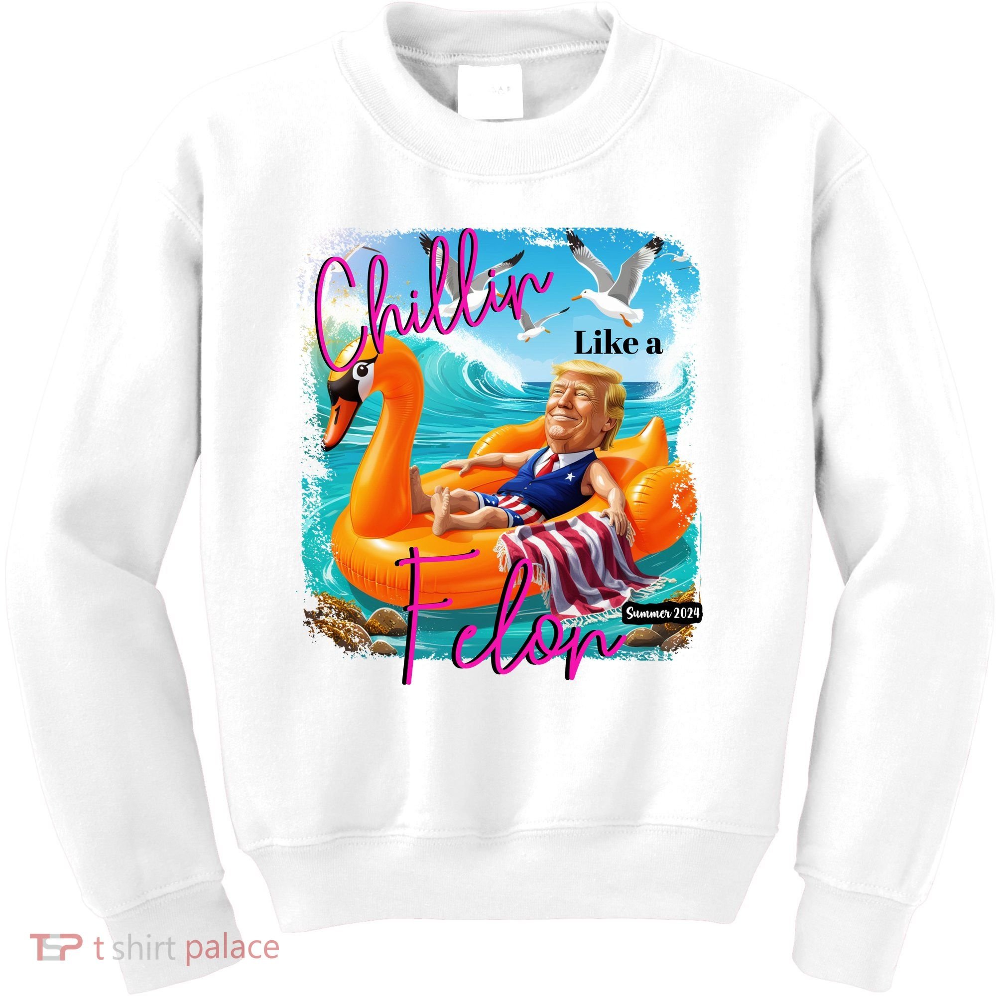 Funny Trump Chillin Like A Felon Kids Sweatshirt