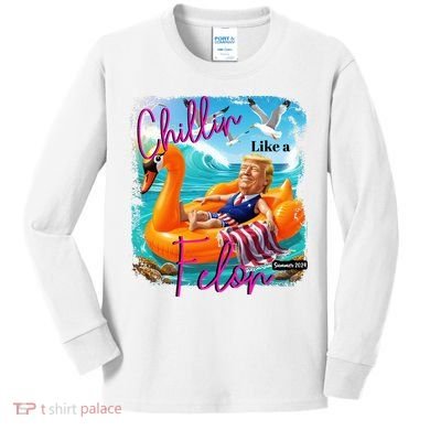Funny Trump Chillin Like A Felon Kids Long Sleeve Shirt