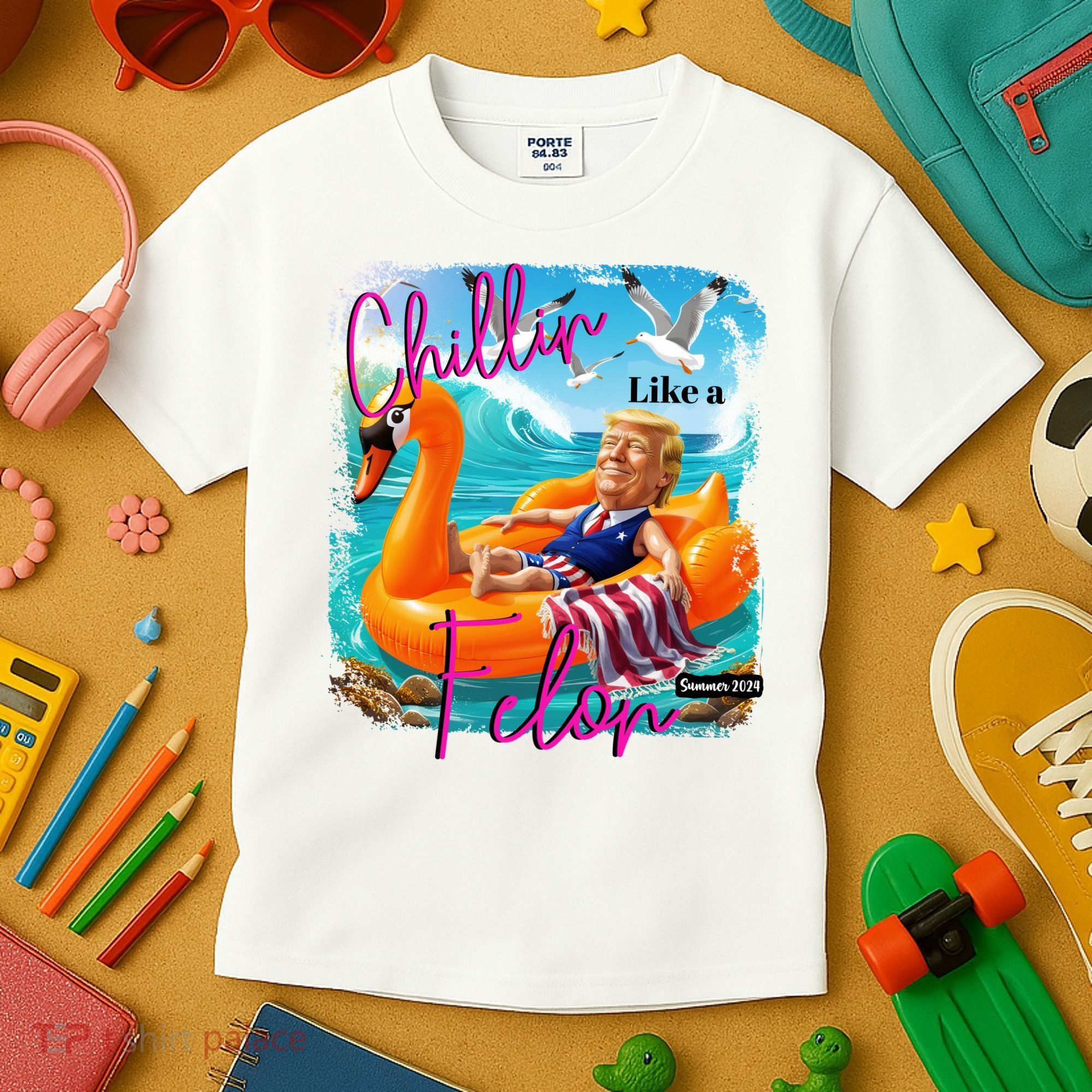 Funny Trump Chillin Like A Felon Kids T-Shirt