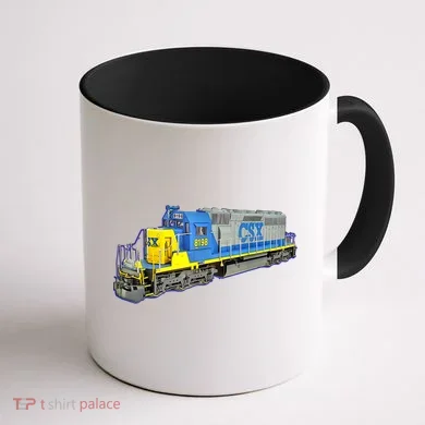 Freight Train CSX Engine Coffee Mug back