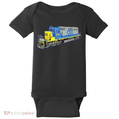 Freight Train CSX Engine Baby Bodysuit