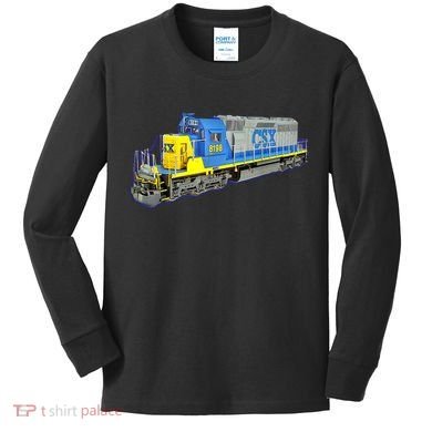Freight Train CSX Engine Kids Long Sleeve Shirt