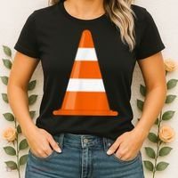 Funny Traffic Cone Costume Easy Simple Halloween Costumes Women's T-Shirt thumb 2