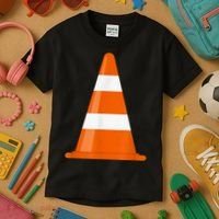 Funny Traffic Cone Costume Easy Simple Halloween Costumes Kids T-Shirt thumb 3