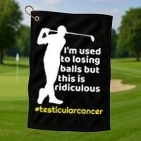 Funny Testicular Cancer Survivor Golf Player Orchidectomy Gift Golf Towel thumb 1
