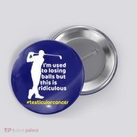 Funny Testicular Cancer Survivor Golf Player Orchidectomy Gift Button thumb 0