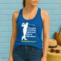 Funny Testicular Cancer Survivor Golf Player Orchidectomy Gift Women's Tank Top thumb 2