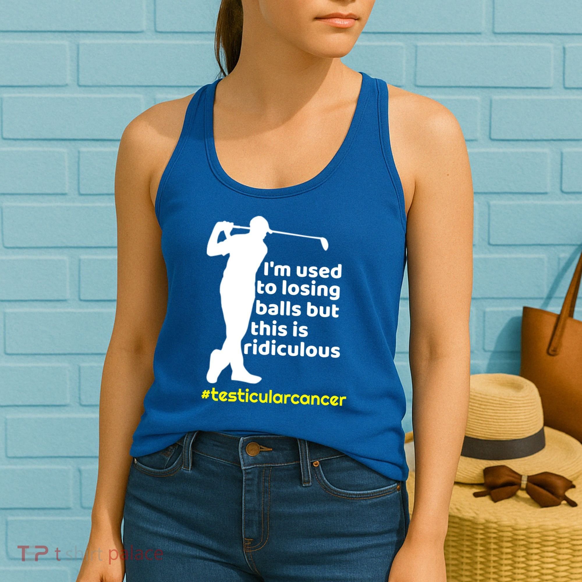 Funny Testicular Cancer Survivor Golf Player Orchidectomy Gift Women's Tank Top