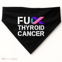 Fuck Thyroid Cancer Awareness Month Ribbon Survivor Fighter USA-Made Doggie Bandana thumb 0