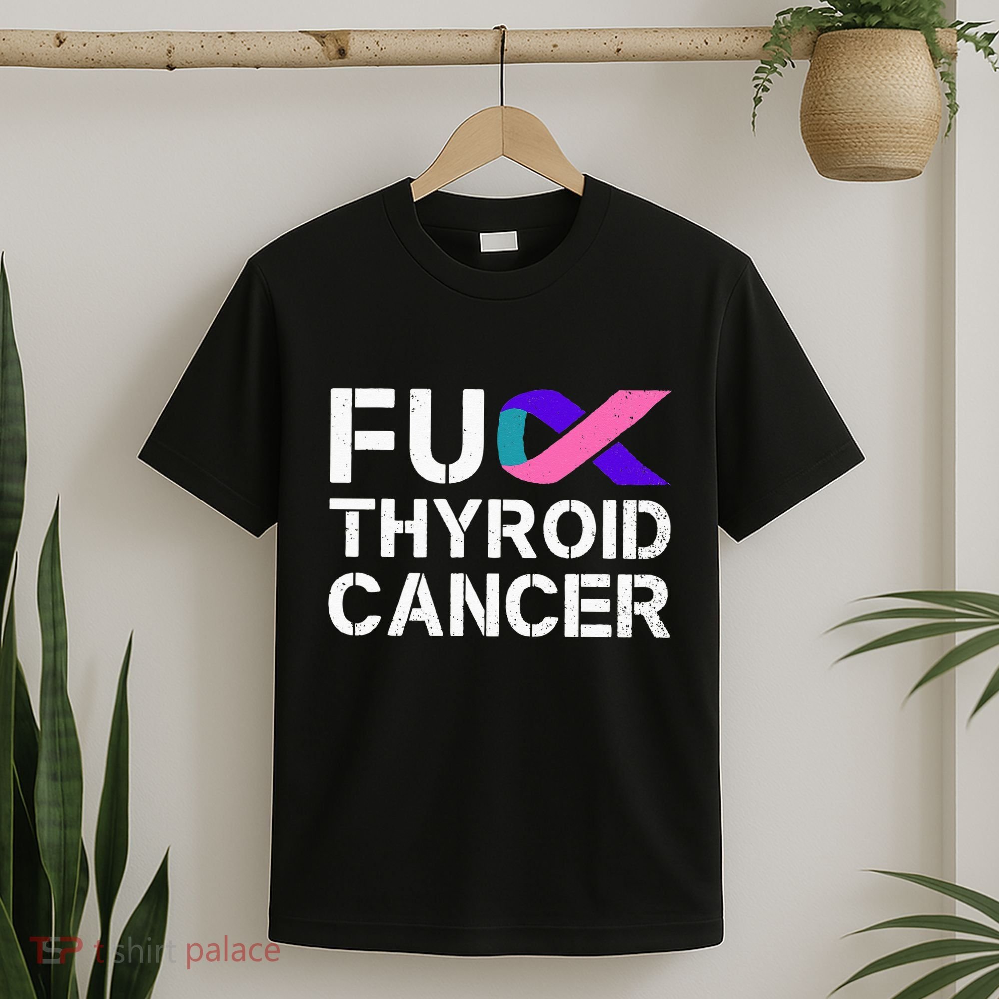 Fuck Thyroid Cancer Awareness Month Ribbon Survivor Fighter T-Shirt