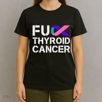 Fuck Thyroid Cancer Awareness Month Ribbon Survivor Fighter T-Shirt thumb 4