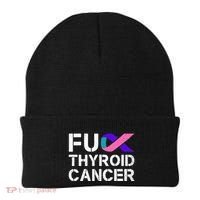 Fuck Thyroid Cancer Awareness Month Ribbon Survivor Fighter Beanie thumb 0