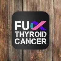 Fuck Thyroid Cancer Awareness Month Ribbon Survivor Fighter Coaster thumb 0