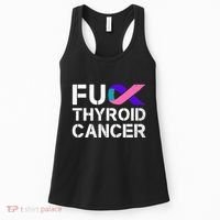 Fuck Thyroid Cancer Awareness Month Ribbon Survivor Fighter Women's Tank Top thumb 0