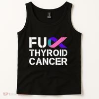 Fuck Thyroid Cancer Awareness Month Ribbon Survivor Fighter Tank Top thumb 2