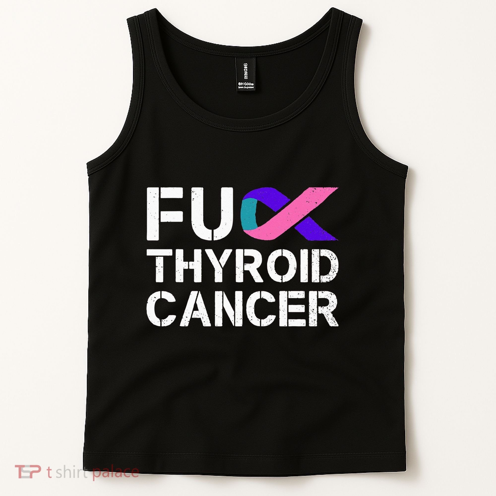 Fuck Thyroid Cancer Awareness Month Ribbon Survivor Fighter Tank Top