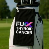 Fuck Thyroid Cancer Awareness Month Ribbon Survivor Fighter Golf Towel thumb 2