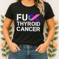Fuck Thyroid Cancer Awareness Month Ribbon Survivor Fighter Women's T-Shirt thumb 2