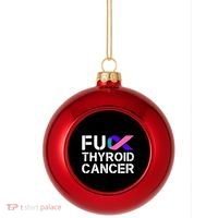 Fuck Thyroid Cancer Awareness Month Ribbon Survivor Fighter Plastic Christmas Ball Ornament thumb 0