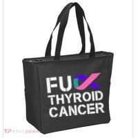 Fuck Thyroid Cancer Awareness Month Ribbon Survivor Fighter Tote Bag thumb 2